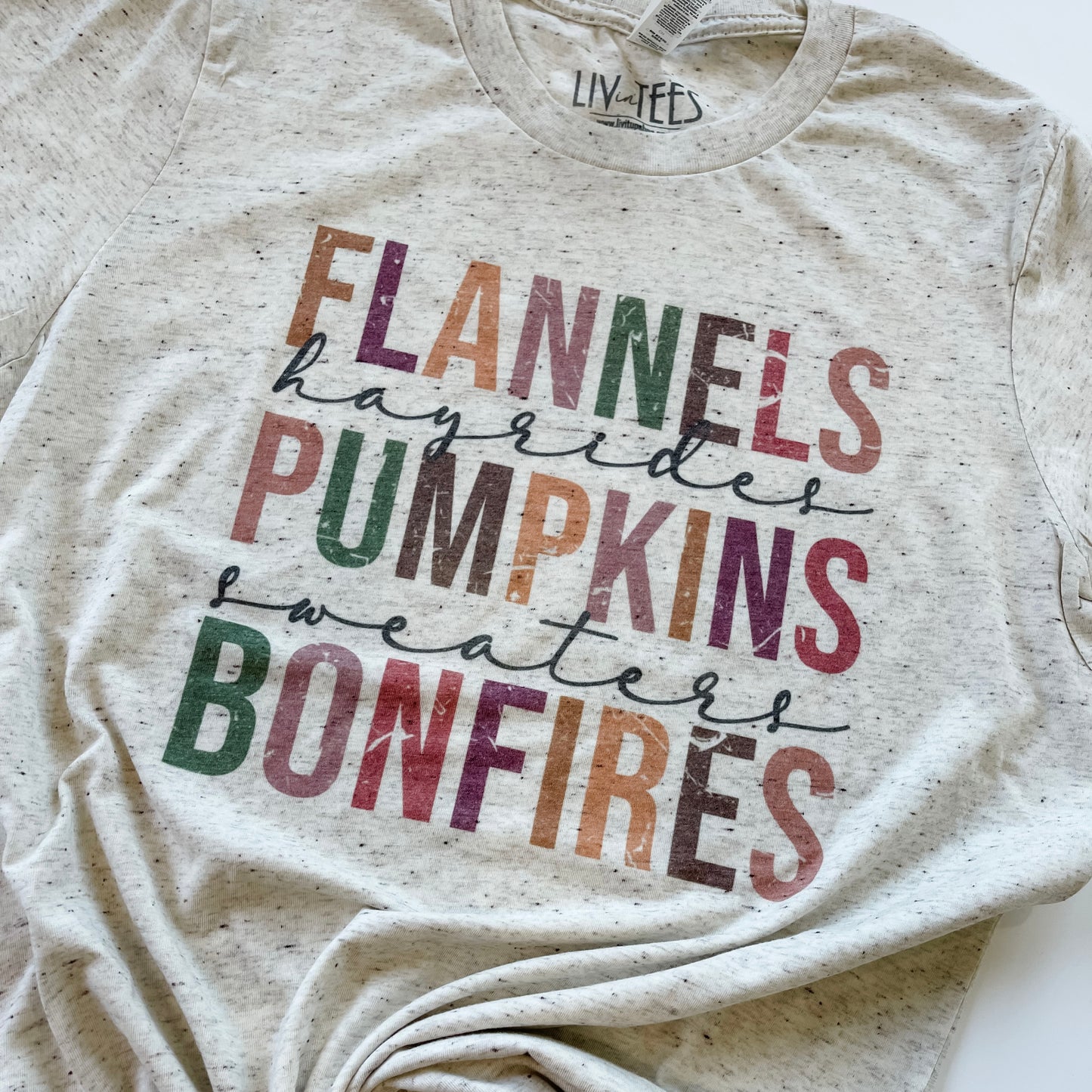 Flannels Hayrides Pumpkins Sweaters Bonfires Tee