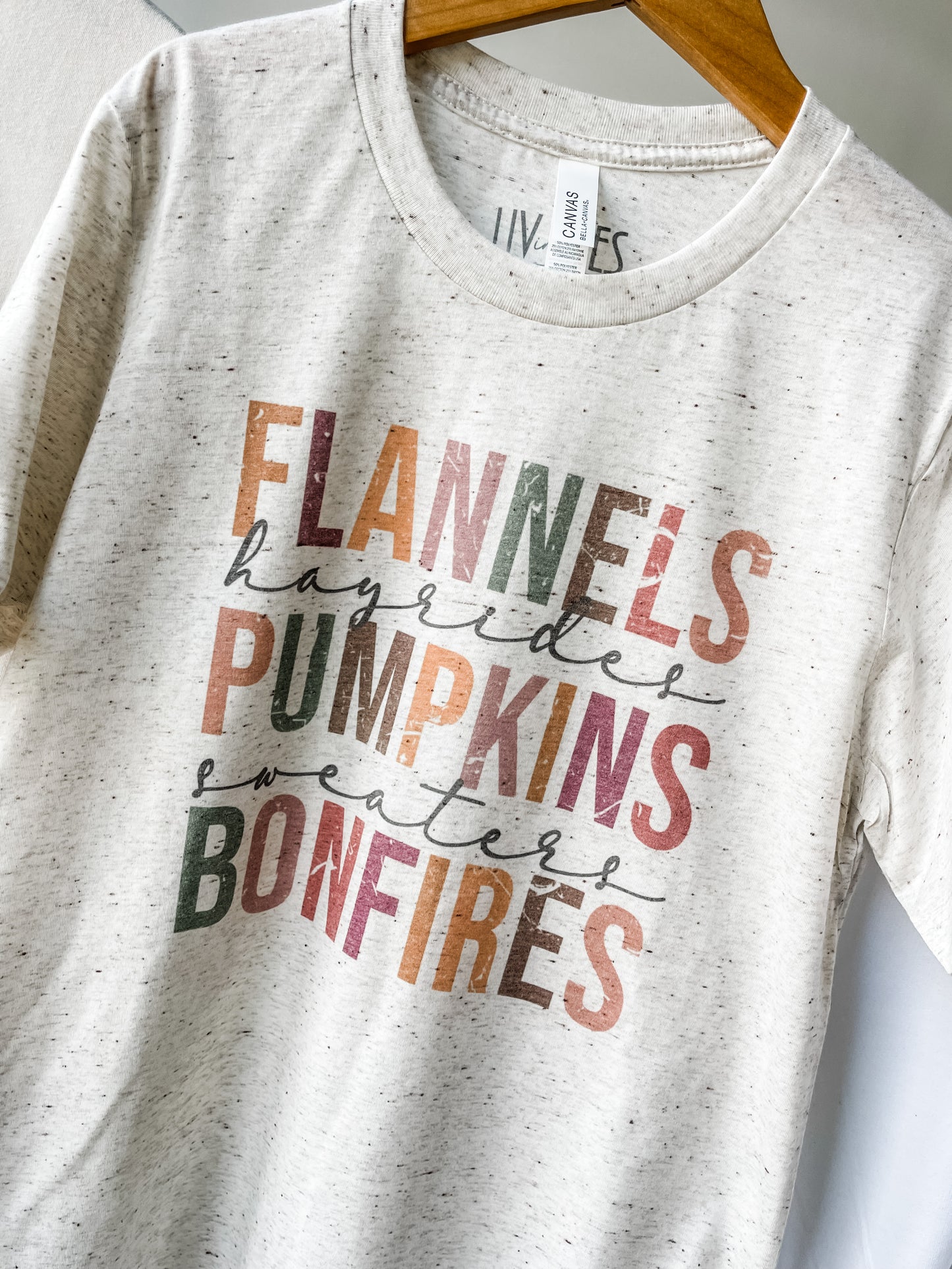 Flannels Hayrides Pumpkins Sweaters Bonfires Tee
