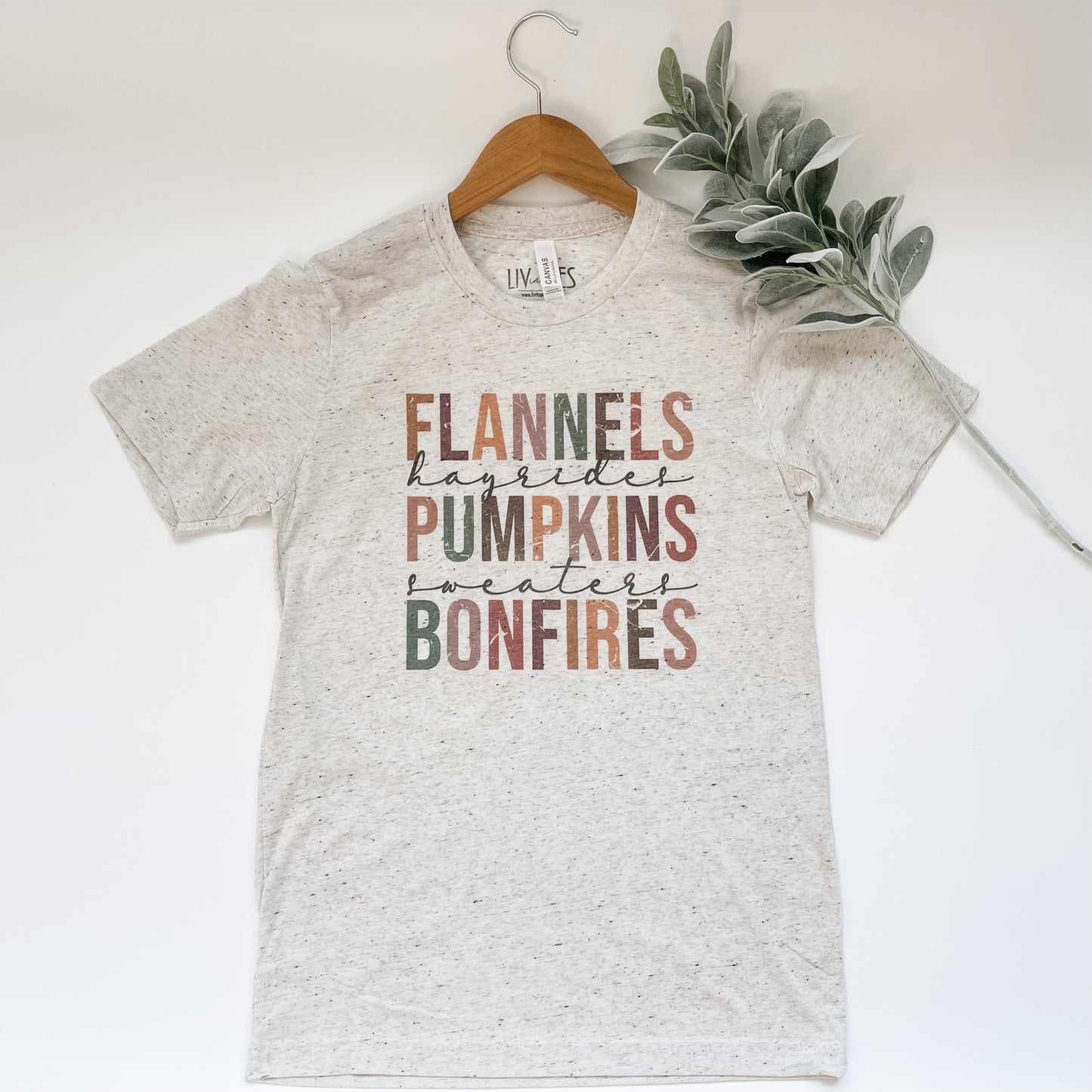Flannels Hayrides Pumpkins Sweaters Bonfires Tee